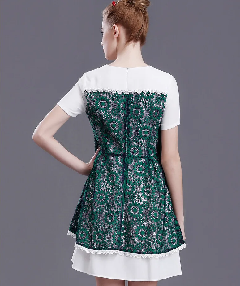 women o neck spliced lace dress 10_