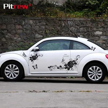

1 Pair New Style Custom Flower Butterfly Car Waist Decals Sticker Decal Whole Body Car Styling Auto Motorcycle Bike Decoration
