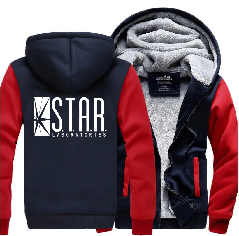 Super Hero The Flash STAR S.T.A.R. Мужская Зимняя Теплая Флисовая модная мужская брендовая