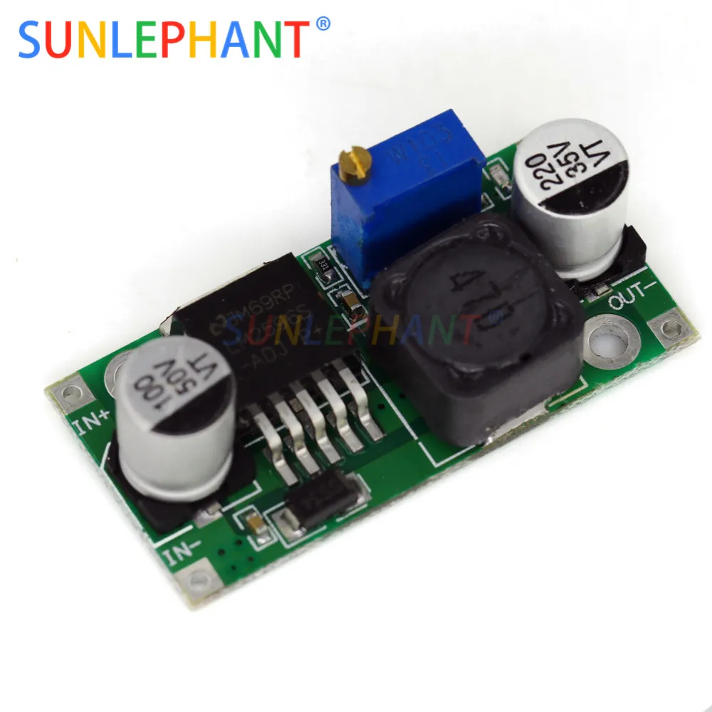 

DC-DC step-down power module LM2596 car power supply 12V to 5V 3A adjustable green board