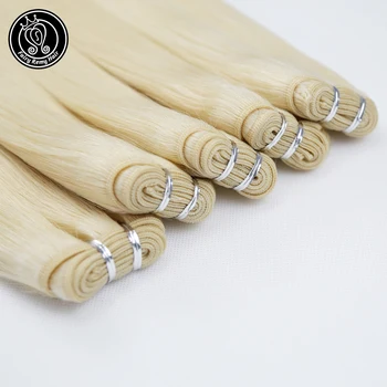 

Fairy Remy Hair 16"-22" Real Remy Weft Natural Russian Hair Extensions Platinum Blonde Color 613 Straight Bundles Hair Weaves