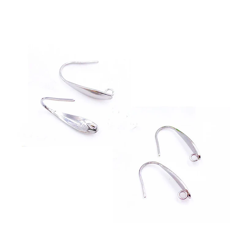 50pcs/Lot 316 Stainless Steel Silver Color Earring Hooks Wire Settings Base  DIY Earring Making Findings with Loop