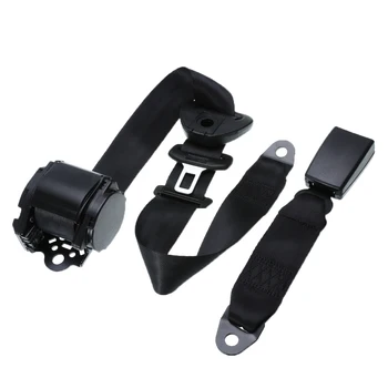 

Universal 1 Set Gray/Black Auto Vehicle Adjustable Retractable 3 Point Car Safety Seat Belt Strap