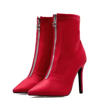 

2018 Women Ankle Boots Fashion Pointed Toe High Heels Women's Shoes Sexy Autumn Winter Zapatos de Mujer Party Shoes Size35-40