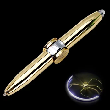 

1 PCS Fingertip Gyro Multifunctional Color Combo Decompression Toy Ballpoint Pen Metal Rotating Gyro Light Pen Slivery