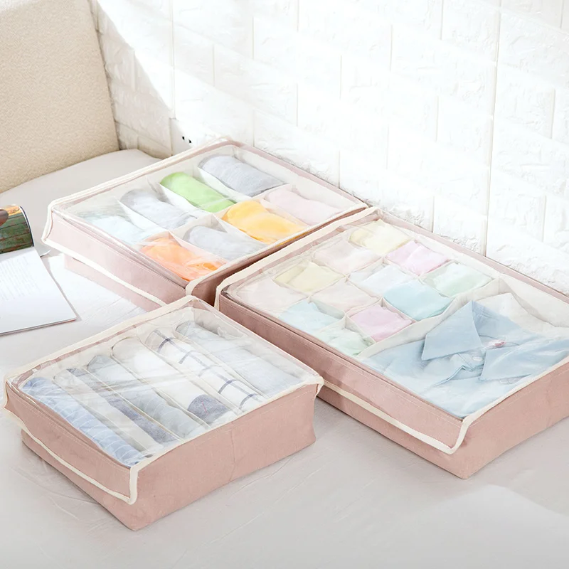 Home Storage Box wiht lid Ties Socks Shorts Bra Underwear Storage Bins Cube Divider Closet Organizer Finishing box Cloth+PVC Home Storage Box wiht lid Ties Socks Shorts Bra Underwear Storage Bins Cube Divider Closet Organizer Finishing box Cloth+PVC