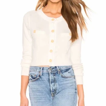 

American And European Style O-neck Long Sleeve Cardigans Front Single Breasted O-neck Kniting Wear 3 Colors Casual Sweater