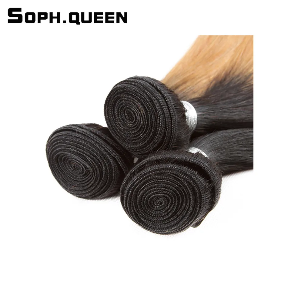 Soph queen Hair предварительно Цветные T1B/27 человеческие волосы блонд пучки бразильские волосы remy прямые волнистые пучки