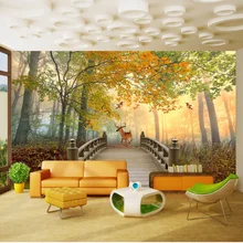 Пользовательские фото обои 3D лес Лось природа пейзаж большие фрески Гостиная диван Спальня Современная Настенная живопись Home Decor