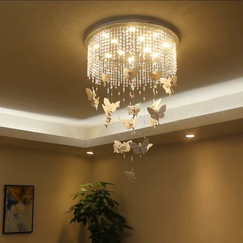 

Angel butterfly crystal LED ceiling lamp individuality children bedroom bedroom restaurant home lighting round ET34