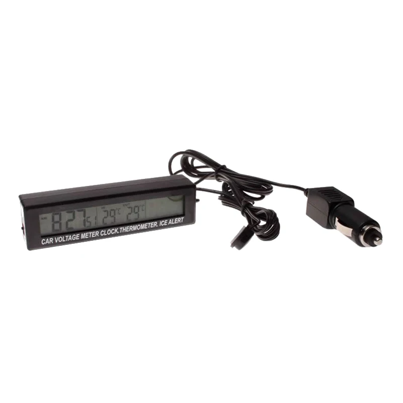  Car LED Backlight Digital Thermometer Clock Indoor Outdoor Temperature Voltage Meter with Car Cigar