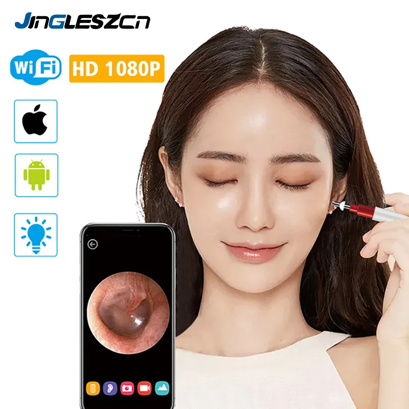 

2019 Newest 3.9MM Wifi Ear Cleaner Wireless Ear Otoscope Inspection Camera with 6 LED for Ear Wax Removal For iPhone Android
