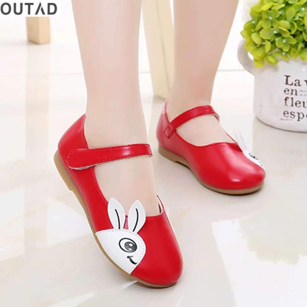 

OUTAD Cute toddlers baby girls rabbit pattern shoes for children kids leather single Antislip Soft Flat shoes size 21-25