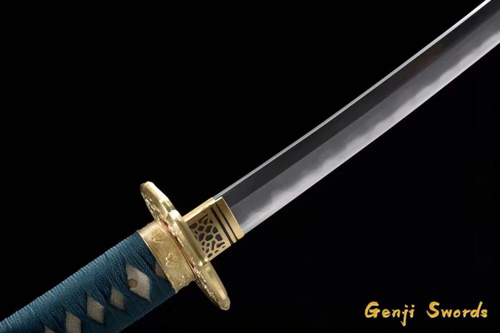 Japanese Katana Manual Grinding Damascus Folded Steel Clay-Tempered Samurai Sword Saber Tachi