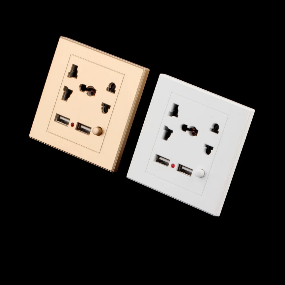

2 Colors New Dual USB Electric Wall Charger Dock Station Socket Power Outlet Panel Plate Hot Selling Drop Shipping High Quality
