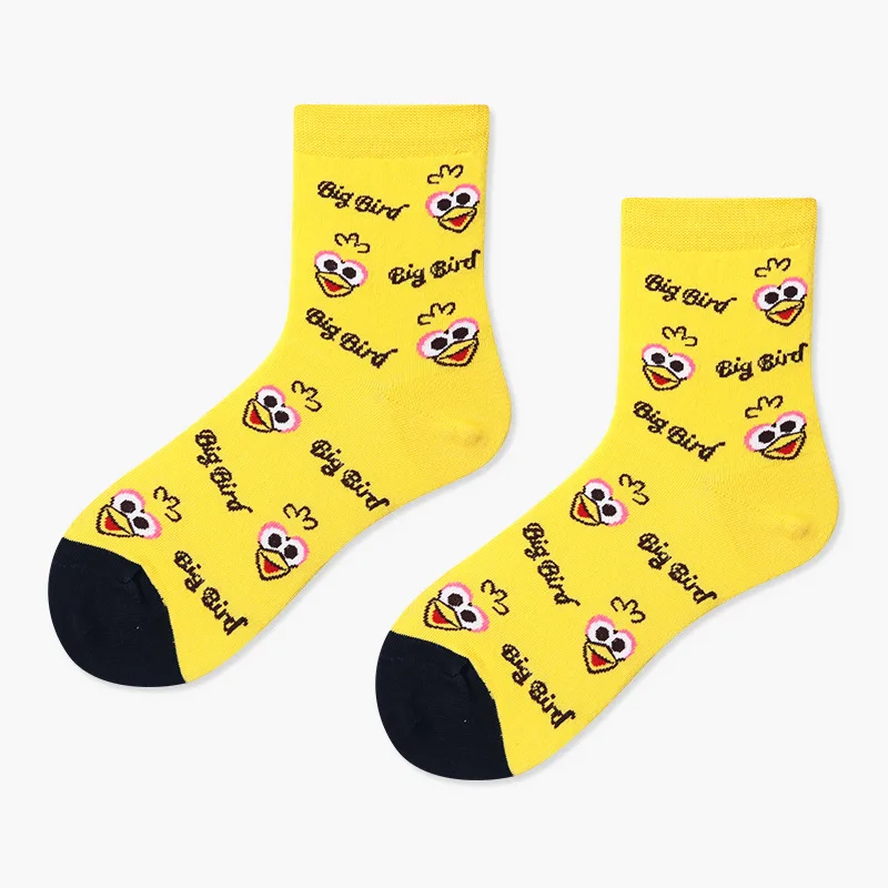 Yellow Модная футболка с рисунками из мультфильма «Улица Сезам» красочные забавная Для женщин носки для экипажа удобные милые женские носки для вечеринок для подарков - Цвет: Yellow