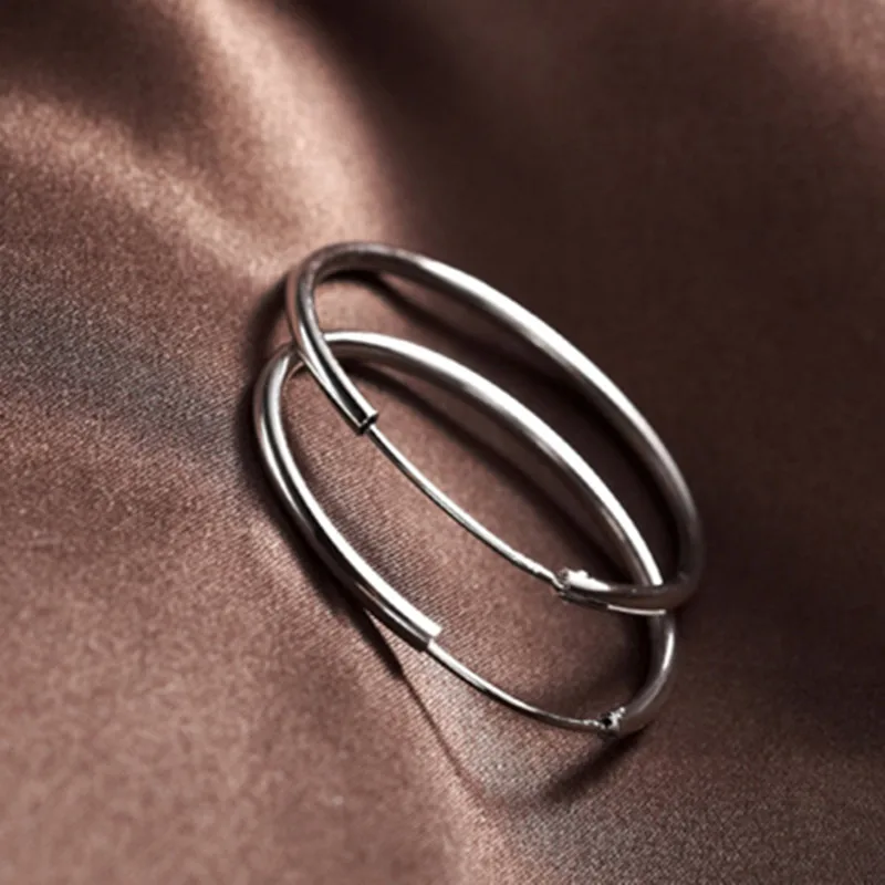 Реальный! Женские серьги кольца из серебра 925 пробы Диаметр 2 5 см|circle hoop earrings|hoop