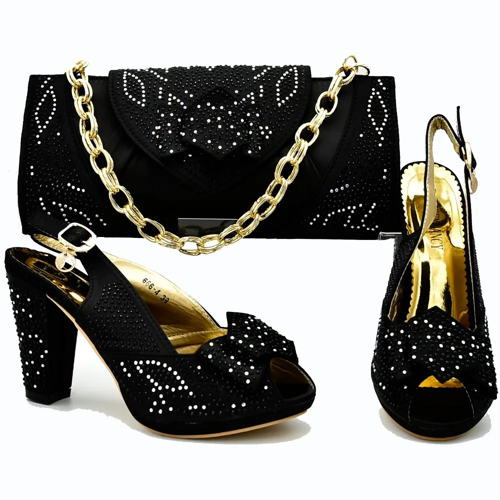 

Black italian shoes and bag set matching lady african aso ebi italian shoes and bag to match women shoes bag matching SB8293-2