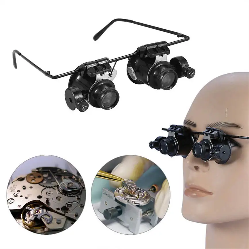

20X Watch Magnifier Jeweler Magnifying Eye Glasses Loupe Lens Repair LED Light Dropshipping June#5
