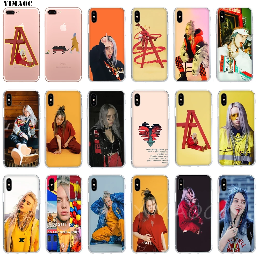

YIMAOC Billie Eilish Independent singer Soft TPU Silicone Case Cover for iPhone 8 7 6 6S Plus 5 5S SE X XS Max XR Shell Cases