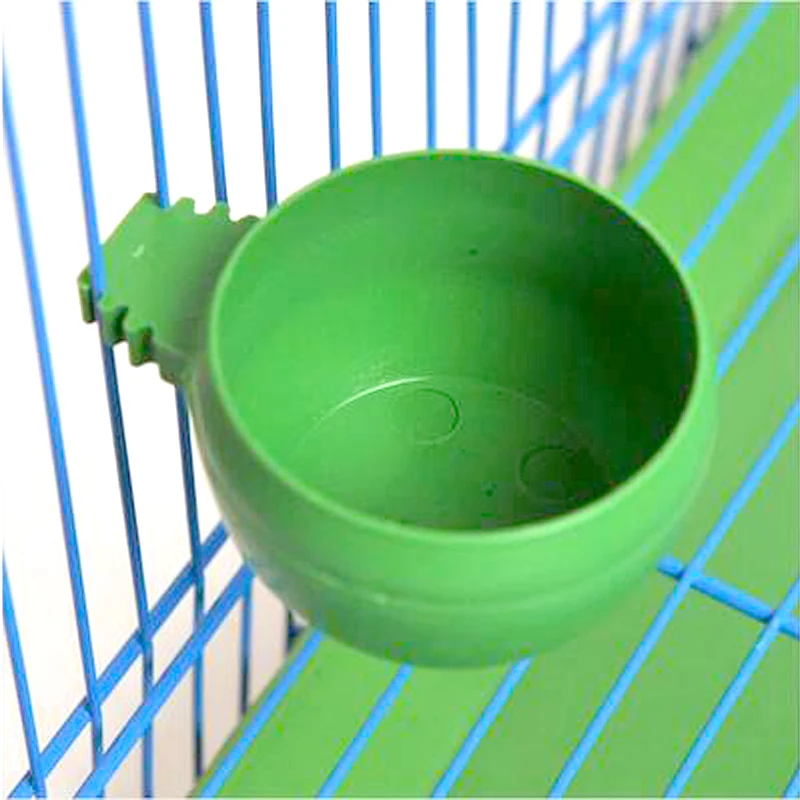 Round Hanging Birds Feeding Bowl Cage Holder Plastic Parrot Aviary Pet
