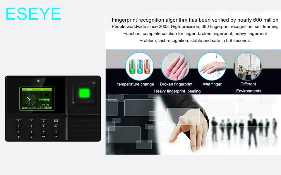 Eseye биометрическая система посещаемости времени USB Идентификация отпечатков пальцев Контроль доступа сотрудников устройство рекордер времени
