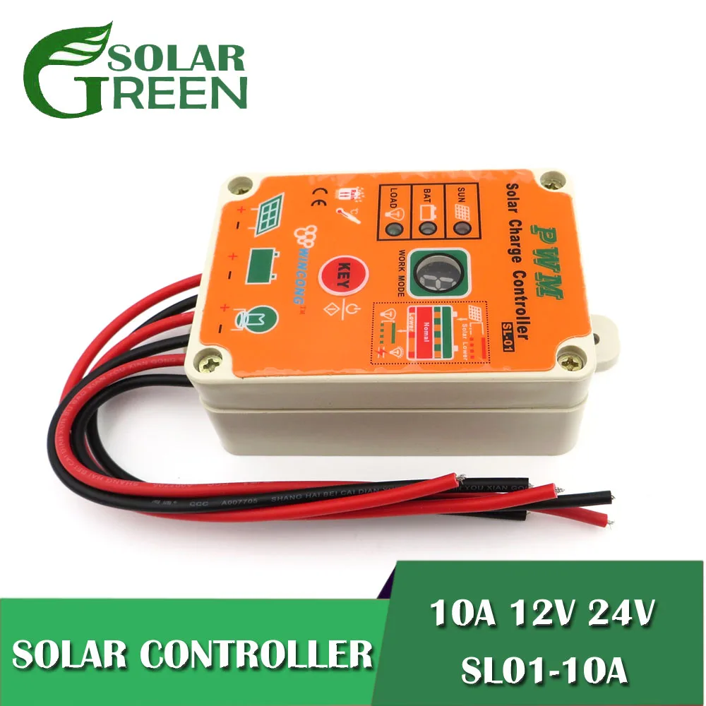 

10A 24V 12V Solar Panel Charger Controllers Regulator LI-ION NI-MH LiFePO4 Battery charge Park Street Garden waterproof
