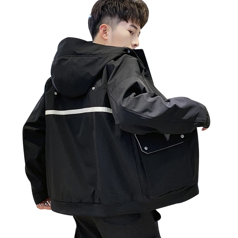 NEW Hooded Jacket Men Fashion Coat 2019 Spring Autumn Hip Hop Jackets Man Streetwear Casual Solid Color young Jacket Coat