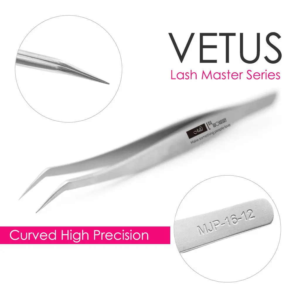 

VETUS Lash Master Series Tweezers MJP16-12 Fine Precision for Eyelash Extension Latest model - Perfect for self fanning lashes