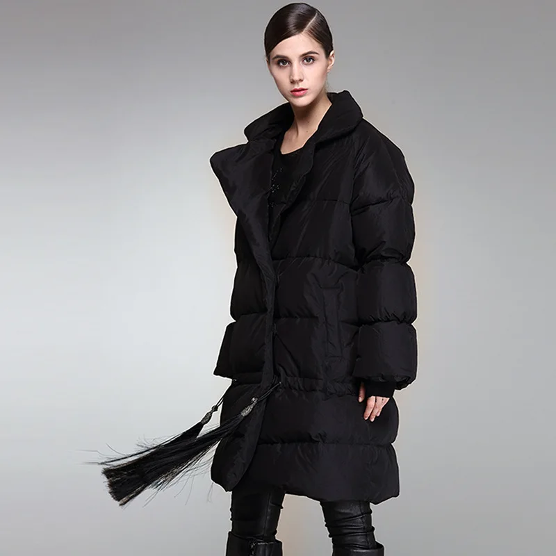 Hiver Nouvelle Manteau Ourlet Gland gray Lanmrem Mode Chaud Tournent Veste Long Vers Black De Le Jaqueta khaki Ye960 Noir Femelle Bas 2018 Type Feminina 4qfw0wx
