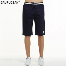 Gaupucean хлопок по колено человек Повседневное Чино Короткие штаны прямые однотонные летние хаки темно-эластичный пояс Чино Для мужчин шорты