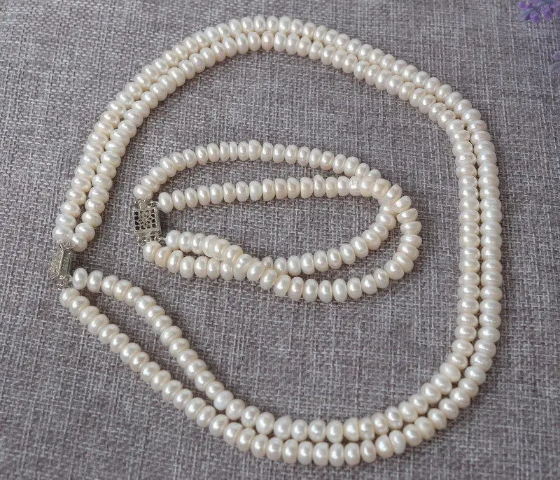 

shippingN1504272 7-8mm White Rondelle pearls necklace&bracelet set (A0516)