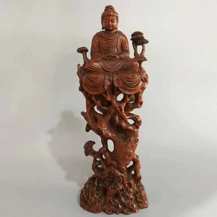 

Poplar wood carving Buddha carving handicrafts dedicated to the characters small ornaments Sakyamuni