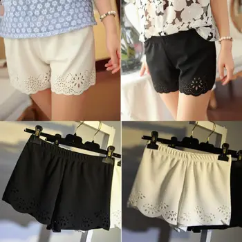 

Summer Casual Short AU Womens High Waist Floral Hollow Out Casual Hot Shorts Beach Simple Shorts