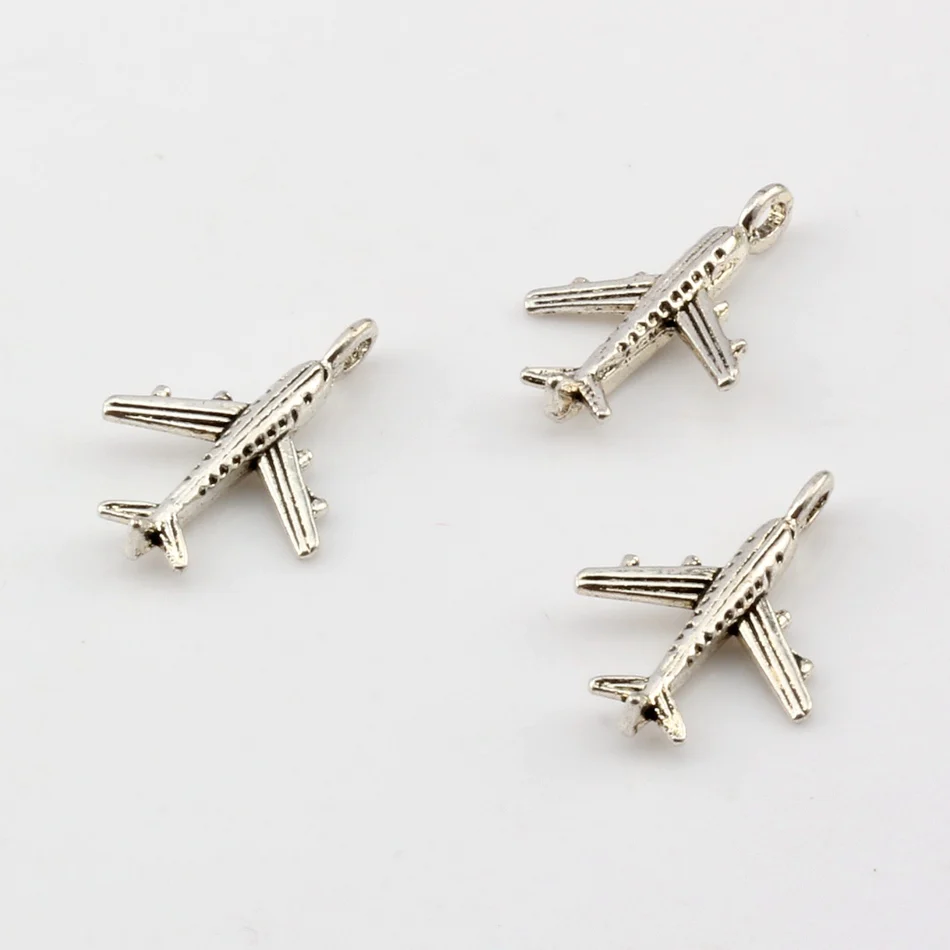

100 pcs Antique silver Zinc Alloy 3D Aircraft Charm Pendants DIY Jewelry 15.5x22.5 mm A-004