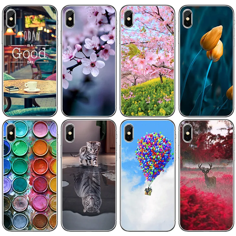

Case For Apple iPhone 7 6S 8 Plus 5S 5 Phone Case Animal Patterned Beautiful Scenery Floral Cat Soft TPU Protect The Phone Case