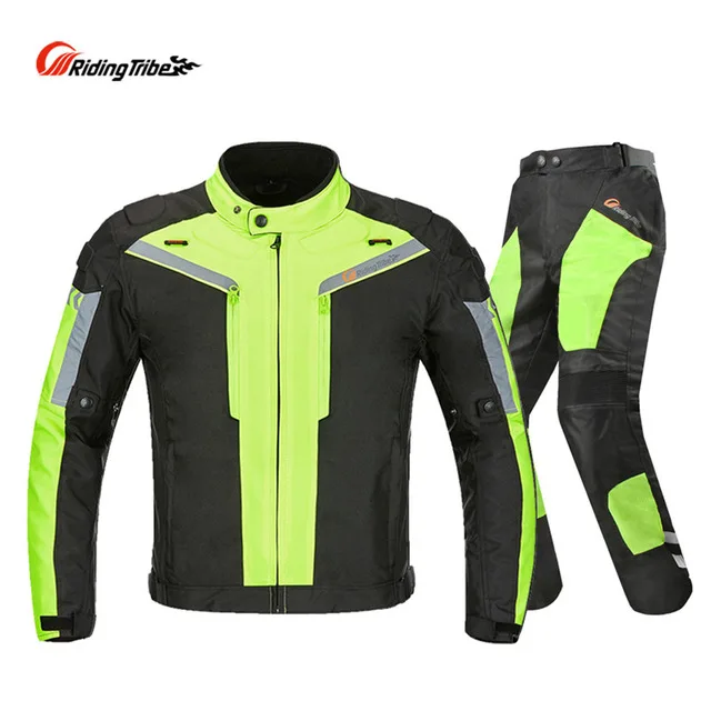 Riding Tribe черные отражающие гоночные зимние куртки и штаны, мотоциклетные водонепроницаемые куртки костюмы брюки куртка для всех сезонов - Цвет: Зеленый
