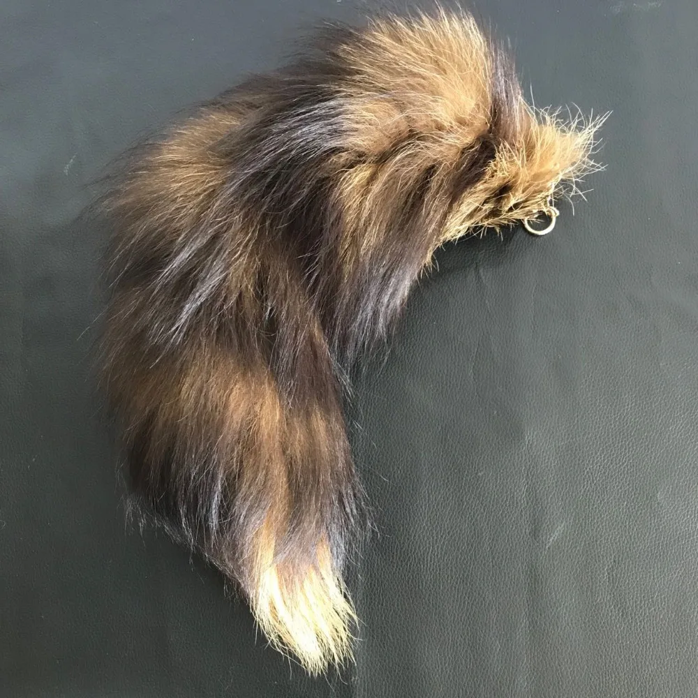 

Magicfur - Real Fox Fur 40cm Silver Fox dyeing Tail Yellow/Black Tail Bag Keychain Charm Soft Fluffy Keyring Pendan Accessories