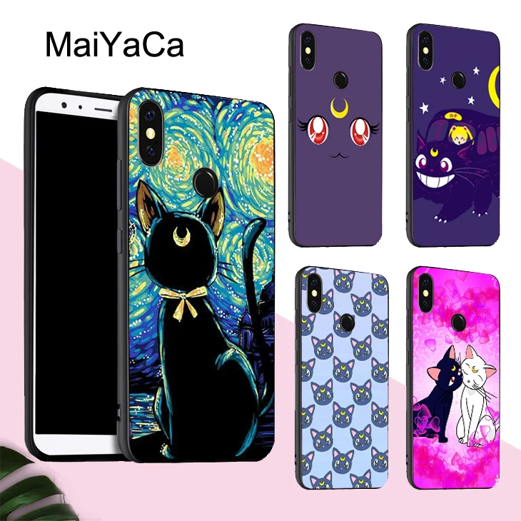 

MaiYaCa Luna Cat Sailor Moon Cover For Xiaomi Redmi Note 5 Plus Mi 8 Lite 9 6X A2 Note 7 Case Redmi 4X 6A 6 Pro S2 Mix 2s Max 3
