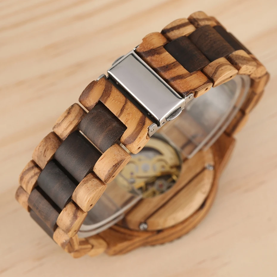 Механические часы для мужчин деревянные часы Автоматические часы лучший бренд класса люкс Королевский полностью деревянный ремешок наручные часы relogio masculino