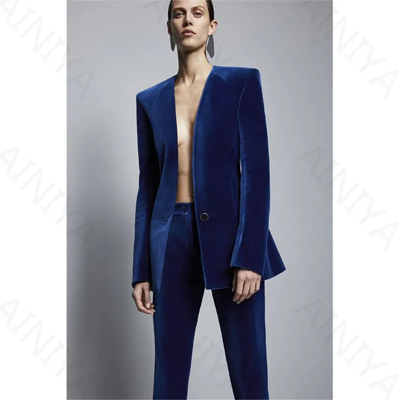 Blue Royal Velvet Jacket + Formal Pants Trousers Stylish