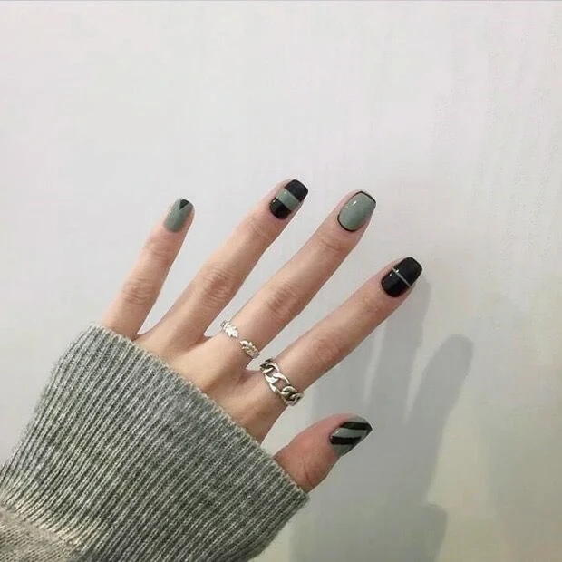 New 24 Pieces Best Ers Dark Green Acrylic Clical Plastic New 24 Pieces Best Ers Dark Green Acrylic Clical Plastic Art Short Fake False Sticker Nail Tips Free Glue Gel N3052 In Nails From Beauty