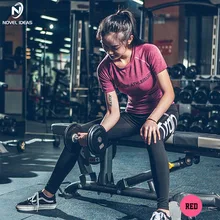 Novel ideas Женская футболка для спортзала, топ для йоги, Спортивная футболка, быстросохнущая одежда для фитнеса, Спортивная футболка для занятий йогой, Трикотажная майка для спортзала, бега