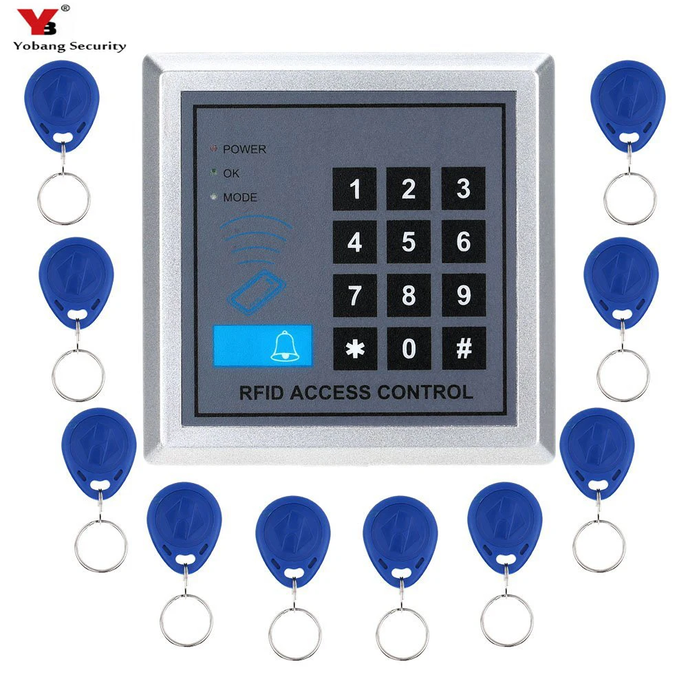 

Yobang Security RFID Lock with Door Lock Device Machine Security Proximity Entry Access Control System 500 User +10 RFID Keyfobs