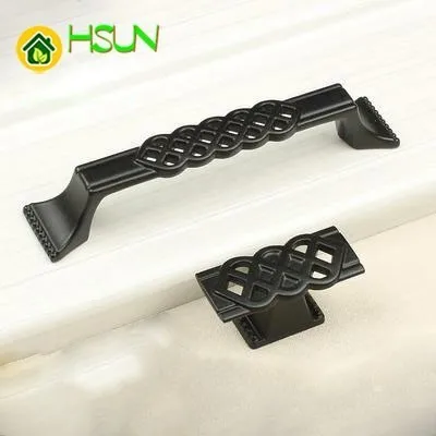 

Vintage Black Weave Pattern Door Handle Drawer Pulls Dresser Handle Countryside Kitchen Cabinet Door Handle Furniture Hardware