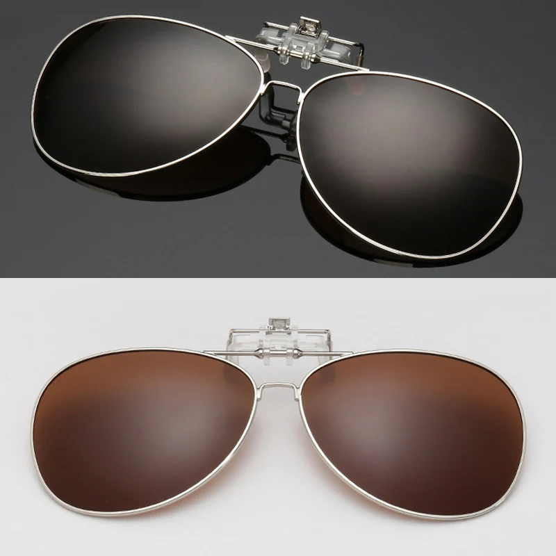 Evrfelan пилот зеркальные Поляризованные клип на солнцезащитные очки для женщин для мужчин флип объектив вождения очки ночного видения зажимы - Цвет линз: C