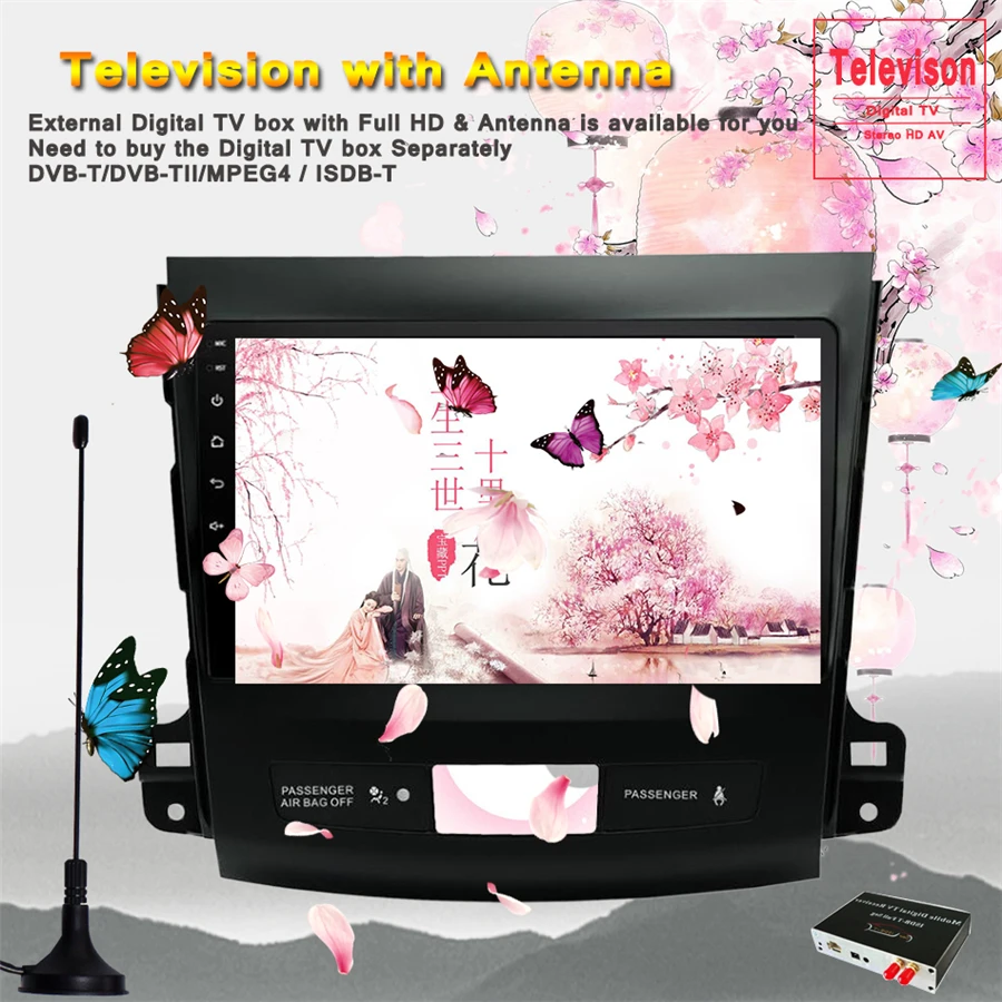 Excellent Android 9.0 Car DVD player GPS Navigation for Mitsubishi Outlander 2006~2012 Stereo Audio 1024*600 Head Unit Tape Recorder 3