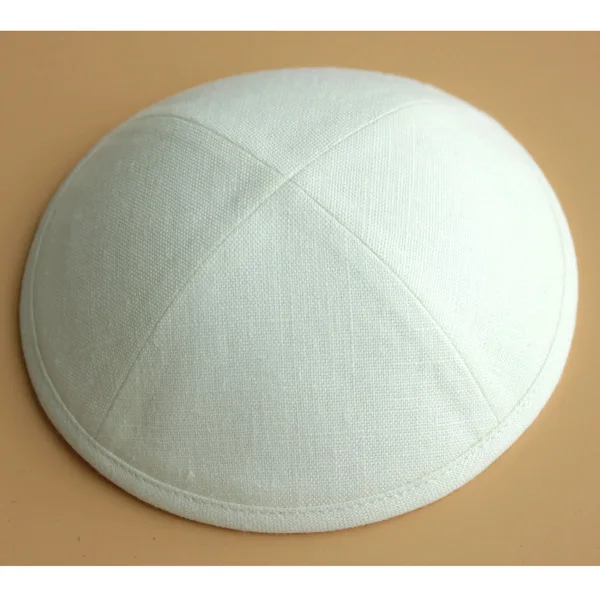 Льняные kippot еврейские Yarmulke Kippah Kippot 17 см Череп шапки для мероприятий с вышивкой - Цвет: Слоновая кость