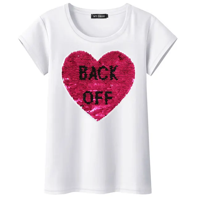 t shirt sequin reversible femme