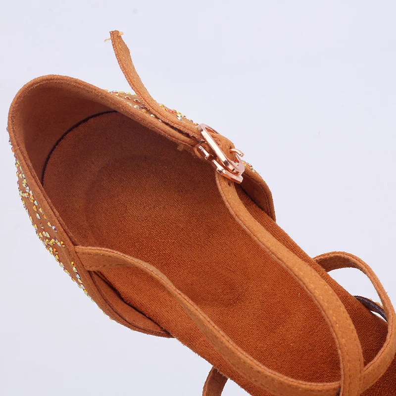 USHINE BD211, каблук 7,5 см, шелковый атлас, абрикосовый, коричневый цвет, туфли для латинских танцев, стразы цвета шампанского, обувь для сальсы, женская обувь, Zapatos De Mujer